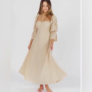 Worth Collective Corrine Tiered Sleeve Maxi Dress - tan Mocha, large